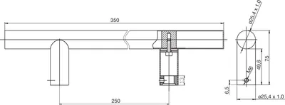 Image de MARCHESI poignée de porte 4802EP, ø 25, longueur 350, LA 250 mm, M8, inox mat