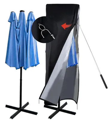 Produktbild von Sonnenschirmhülle Wetterfest 420D Oxford für 3.9-4.5m Doppelseitige Marktschirme mit Belüftung & Reißverschluss 180x70x70cm