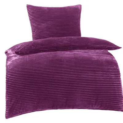 Produktbild von Bettwäsche Winter Plüsch Cashmere Cord Fleece 135x200 80x80: 2tlg. / Beere