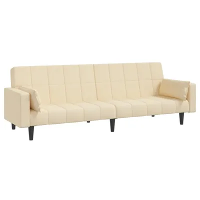 Produktbild von vidaXL Schlafsofa 2-Sitzer mit 2 Kissen Creme Stoff