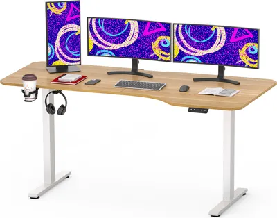 Produktbild von SANODESK QS1 160x75cm Höhenverstellbarer Schreibtisch Elektrisch, Memory- und Timer-Funktion, Anti-Kollisionsschutz, 60 kg Tragkraft Haken(Weiß-Ahorn)