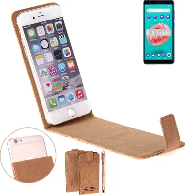 Produktbild von K-S-Trade Handyhülle kompatibel mit ZTE Blade A3Y Kork Hülle Flipstyle Case Schutzhülle Kork Case Hülle Flip cover Klapphülle Klapp, braun 1x