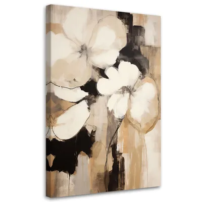 Produktbild von Leinwandbild Boho-Blumen 80x120 Feeby Beige bild für die wand bereit zum aufhängen