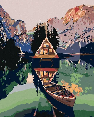 Produktbild von Zuty - Malen nach Zahlen - FLACHBOOT AN DER HÜTTE AM SEE IN DEN BERGEN, 40x50 cm, ohne Keilrahmen