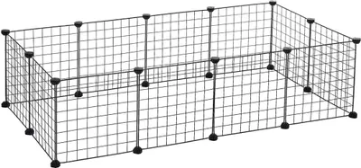 Produktbild von In And OutdoorMatch Tiergehege Jacinto - Verstellbar - Auslauf - Hühnergehege - Katzengehege - Hundekäfig - Schwarz