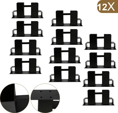 Produktbild von Jopassy Holzstapelhilfe 12er Set, beschichteter Stahl, schwarz, DIY Holzunterstand für Kanthölzer, Holzaufbewahrung 12er