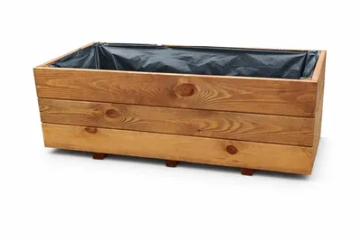 Obrázok produktu pre Drevený kvetináč 80 x 40 x 30 cm – veľký kvetináč na balkón a terasu, odolný voči poveternostným vplyvom – kompletne zmontovaný – kvetináč D28 (teak)