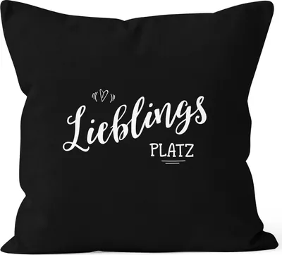 Produktbild von Kissenbezug Lieblingsplatz Geschenk Kissen-Hülle Deko-Kissen 40x40 MoonWorks® schwarz unisize