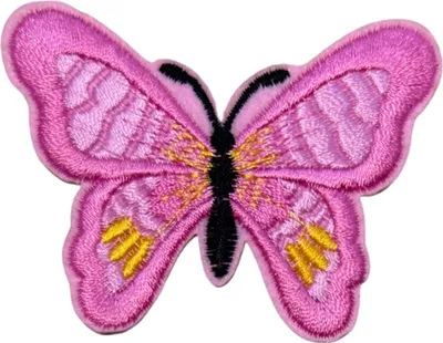 Produktbild von Schmetterling-Emblem-Aufnäher zum Aufbügeln in Hellrosa