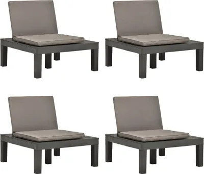 Produktbild von Gartenstühle mit Auflagen 4 Stk. Kunststoff Anthrazit