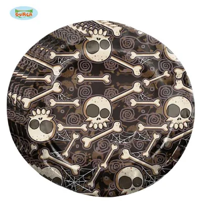 Produktbild von 8 Halloween Knochen Teller, 23 cm