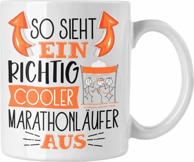Produktbild von Trendation - So Sieht Ein Richtig Cooler Marathonläufer Aus Geschenk Tasse Lustiger Spruch Geschenkidee (Weiß)