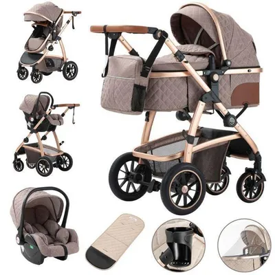 Productafbeelding van 3-in-1 kinderwagen met reiswieg en autostoel