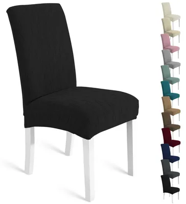 Produktbild von Set mit 6 elastischen Stuhlhussen, abnehmbar, waschbar, universell einsetzbar als Stuhlschoner und Dekoration für Hotels, Bankette, Küchen, Restaurants, Hochzeiten und Partys, schwarz