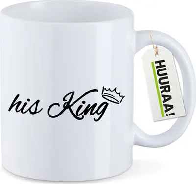 Produktbild von Huuraa Kaffeetasse his King Krone 330ml Weiß Keramik Kaffeebecher Geschenkidee