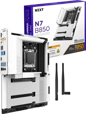 Produktbild von NZXT N7 B850 Mainboard ATX AM5 für AMD Ryzen WiFi 6E 2.5G LAN Weiß