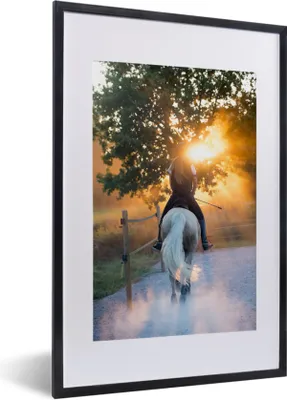 Produktbild von MuchoWow® MuchoWow® Gerahmtes Poster Pferd - Sonne - Sand 40x60 cm - Poster mit zchwarzem Bilderrahmen - Poster in Rahmen