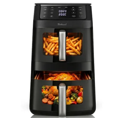 Produktbild von Airfryer, Heißluftfritteuse 2 Kammern, 11L Heissluftfritteuse 40% weniger Platzbedarf, 2500W Dual Zone 6-in-1 mit Touchscreen Sichtfenster Sync