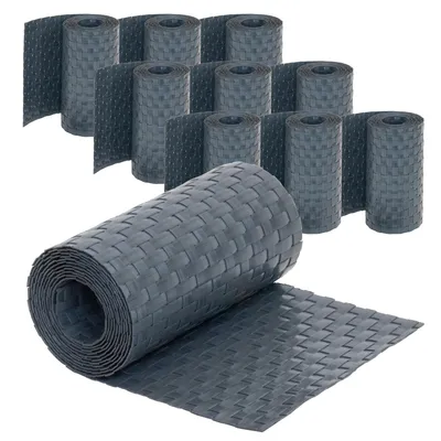 Produktbild von Jardinion 10x Sichtschutzstreifen 250x19cm Polyrattan, Anthrazit, für Doppelstabmatten, Doppelstabmattenzaun Sichtschutz Stabmattenzaun Zaunblende in Rattan Optik, Balkon Zaun Sichtschutzmatte Garten