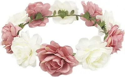 Produktbild von Mode Frauen Hochzeit Haar Blumengirlande Krönen Stirnband Blumenkranz Haarband (rosa + weiß)