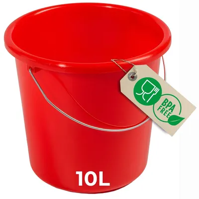 Produktbild von Novaliv Eimer 10L Rot mit Maßeinteilung - Putzeimer 10 Liter ⌀ 28,5 cm Praktischer Allrounder mit Skala für Haushalt & Garten ideal als Haushaltseimer, Wassereimer, Wischeimer, Bucket