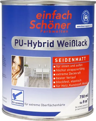 Produktbild von einfach Schöner PolyurethanHybrid Weisslack seidenmatt, 750 ml