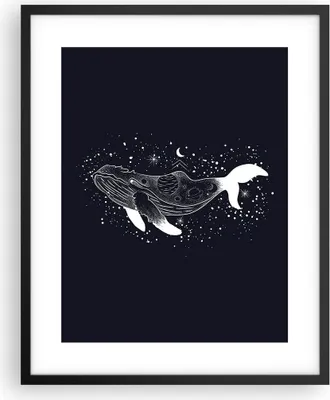 Produktbild von Gerahmtes Poster - Schwarzer Rahmen - Wal Schwarzweiß Grafik - 40x50 cm - Wand Bild - Wanddeko - Wandbilder - Kunstposter - Wandposter - Bilderrahmen - Bilder - Kunstdruck - P2BPA40x50-4870
