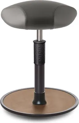 Produktbild von Sitz- Stehhocker Free Regular Triangel Boxmark Leder Grau schwarz /Natur.