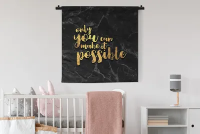 Produktbild von MuchoWow® Wandteppich Wandbehang Zitat - Motivation - Marmor - Gold 90x90 cm Tapisserie Dekoration Wandtuch - Wandaufhänger