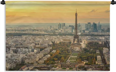 Produktbild von MuchoWow® Wandteppich Wandbehang Paris und der Eiffelturm mit einem sehr bunten Himmel 90x60 cm Tapisserie Dekoration Wandtuch - Wandskulpturen - Bildteppich