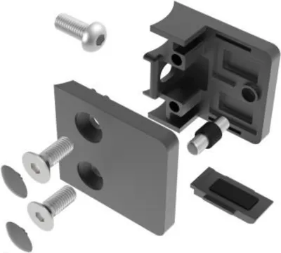 Produktbild von Sellon24® Glashalter 4 Stück Edelstahl Glasklemme 45x45x26 mm Schwarz inkl. Gummieinlage Anschluss Rohr 42,4 für Glas 6-10,76 | MOD230P RAL 9004