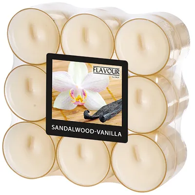 Produktbild von Papstar Duftteelichter, Sandalwood-Vanilla, Ø 38 mm · 24 mm, "Flavour", 6 x 18 Stück