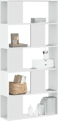 Image de Maison Exclusive - Bibliothèque 5 étagères, blanche, 80,5 x 23,5 x 162,5 cm, aggloméré