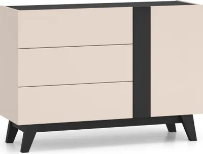 Produktbild von FURNLUX Sideboard Freshion Beige Und Schwarz 120cm / Hauptfarbe: Beige / Abmessungen: 120 x 85 x 40 cm