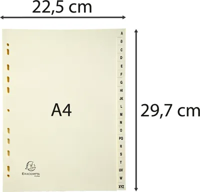 Produktbild von Exacompta 10x Register Karton 155g/qm 20 Positionen Taben A-Z A4 Elfenbein 1120E