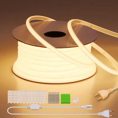 Imagen del producto de Tiras de luces LED COB, 220V, para exteriores, impermeables, 30 metros, 3000K, luz blanca cálida