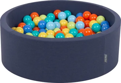 Immagine prodotto di KiddyMoon 90x30cm/300 palline ∅ 7cm Piscina secca rotonda con palline Certificata  EU, Blu: Verde chiaro/Arancione/Turchese/Blu/Blu per bambini/Giallo