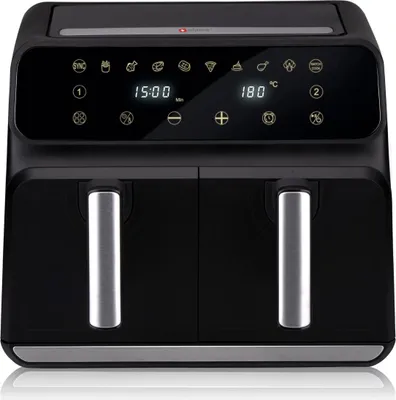 Immagine prodotto di alpina Double Airfryer XXL - Friggitrice ad aria 2 camere da 4L - Friggitrice ad aria calda con touch screen digitale - Forno ad aria calda per 6 persone e oltre - 8 programmi di cottura - Modalità Sync - Funzione Timer