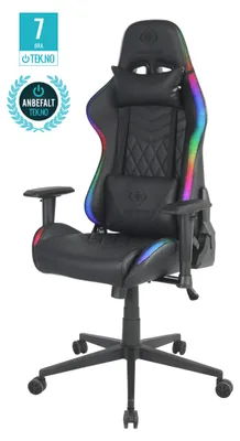 Produktbild von Deltaco Gaming GAM-080, Universal-Gamingstuhl, 120 kg, Gepolsterter, ausgestopfter Sitz, Gepolsterte, ausgestopfte Rückenlehne, 185 cm, Schwarz
