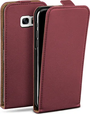 Produktbild von moex® Flip Case kompatibel mit Samsung Galaxy S7 Edge - Hülle mit 360 Grad Schutz, Weinrot
