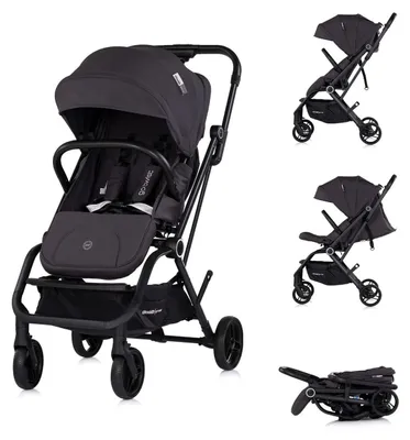Produktbild von Chipolino Kinderwagen Go Twist Sitz drehbar PolyurethanReifen klappbar Federung Korb schwarz
