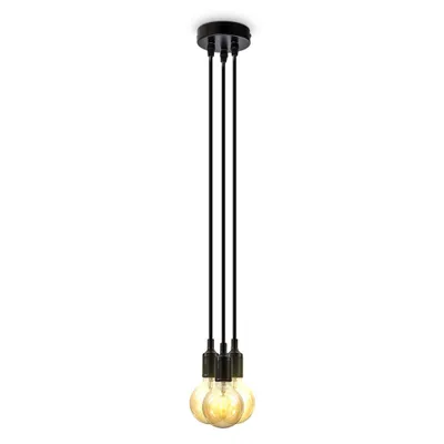 Image de Suspension Nordic ronde pour 3 ampoules E27 spots design retro industriel vintage noir mat 2m