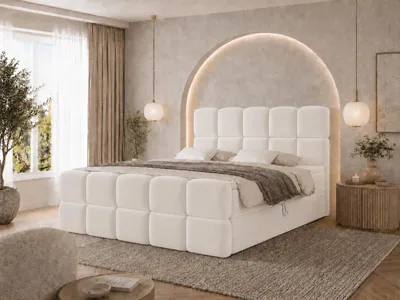 Produktbild von Emlar Boxspringbett Moya MAX 120x200 - Komplett-Set mit Matratze und Topper - Polsterbett mit Bettkästen - Boxspringbett Weiß (Magic Velvet 2200)