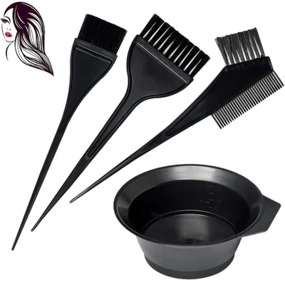 Produktbild von Haarfärbepinsel Set - 4-teilig - Färbeschale - Haarfärbepinsel - Ansatzpinsel - Färbezubehör - Friseurbedarf - Haarfärbe Zubehör - für Haarfarbe