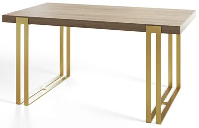 Produktbild von Rechteckiger Esstisch Rosa, Moderner Wohnzimmertisch 140x80x77 cm, Sonoma mit Metallbeinen in Gold