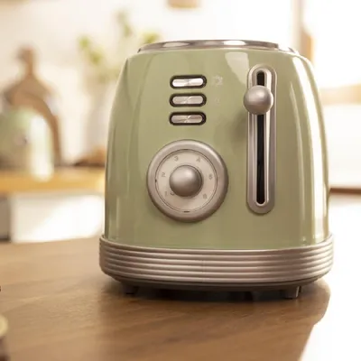 Produktbild von Cecotec Vintage 800, 2 Scheibe(n), Grün, Chrom, Edelstahl, Tasten, Niveau, Drehregler, 850 W, 220 - 240 V
