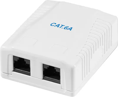 Image de LogiLink Professional NP0101 Boîte de raccordement LogiLink Cat.6A avec boîtier en saillie, 2x RJ45, blanc