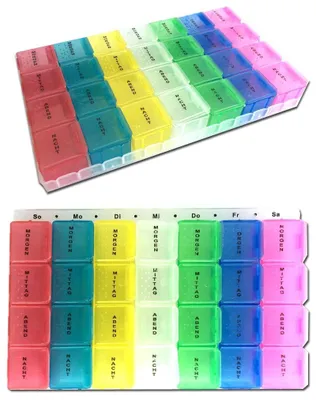 Produktbild von 2x Tablettenbox 7 Tage Pillendose Medikamentenbox Tablettendose bunt