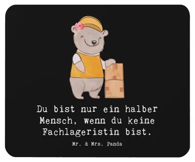 Produktbild von Mr. & Mrs. Panda Mauspad Fachlageristin Herz - Schwarz - Geschenk, Mouse Pad, Mousepad, pc mausunterlage, Spruch, mausteppich, Ausbildung, Lustig