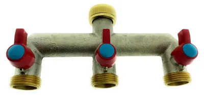Produktbild von 3-Wege Messing Wasserhahnverteiler 3/4"